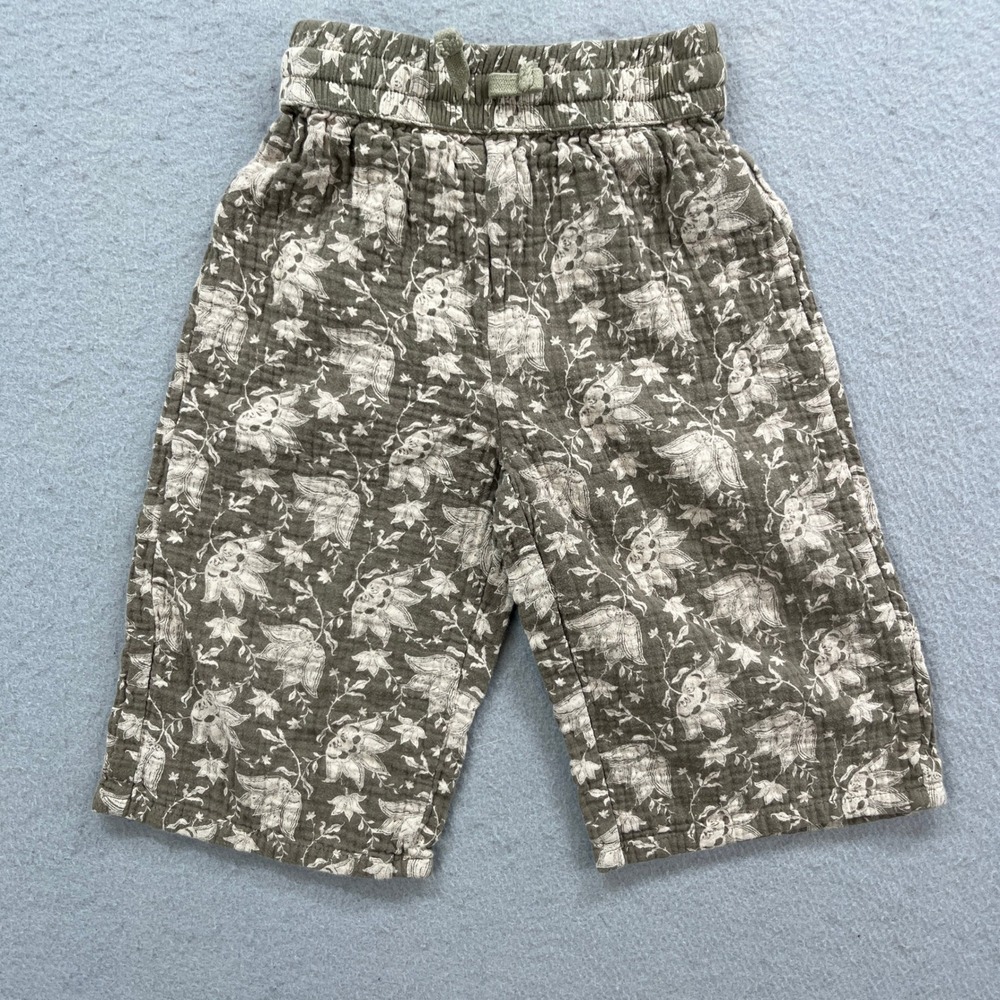 Rylee + Cru Gauze Pants Toddler 2-3Y Olive Green Floral Boho Cottagecore Comfort